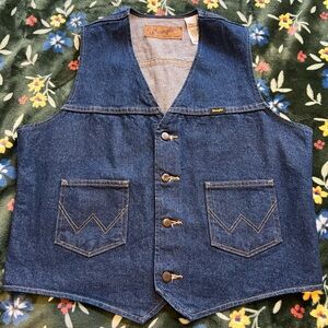 Wrangler Blue Denim Vest Classic Western Style